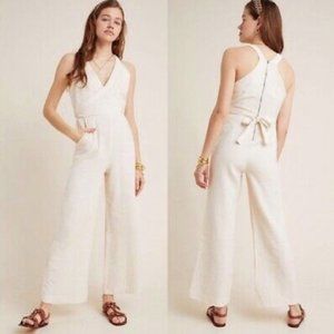 Anthropologie Aren Halterneck Jumpsuit Cream Size 2 Crossover